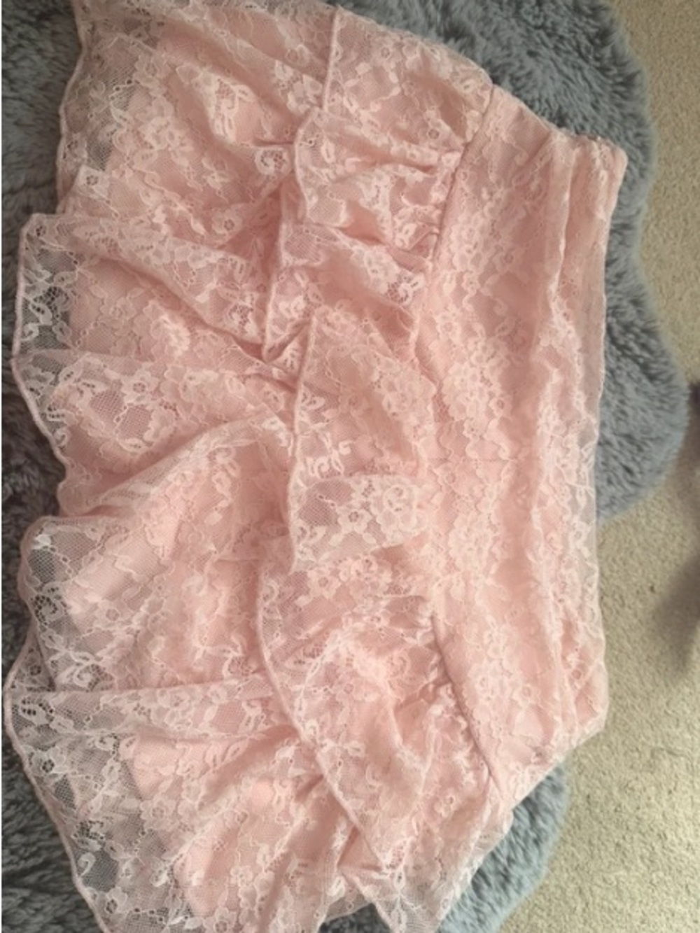 SHEIN Soft Pink Lace Ruffle Sleep Skirt